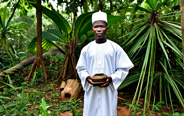 Vodu Priest (Bokonon)**

"A Bokonon (Vodu priest) in Togo, wearing traditional modest clothing, performing a ritual in a lush forest setting, holding ritual objects, fully clothed, appropriate content, safe for work, perfect anatomy, natural proportions, professional photography, high quality, family-friendly"

**