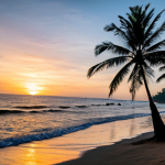 토고 해변 추천 - Sunset at Pantai Togo**

"A breathtaking sunset over Pantai Togo, Indonesia. Gentle waves lapping th...