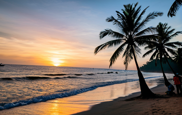 토고 해변 추천 - Sunset at Pantai Togo**

"A breathtaking sunset over Pantai Togo, Indonesia. Gentle waves lapping th...